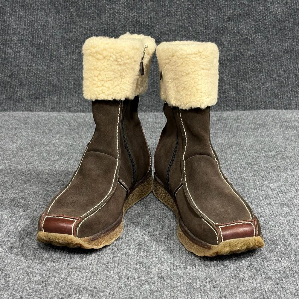 Pomarfin Ankle Boots Women 37 Brown Suede Shearling Gore-Tex Wedge Nordic Winter